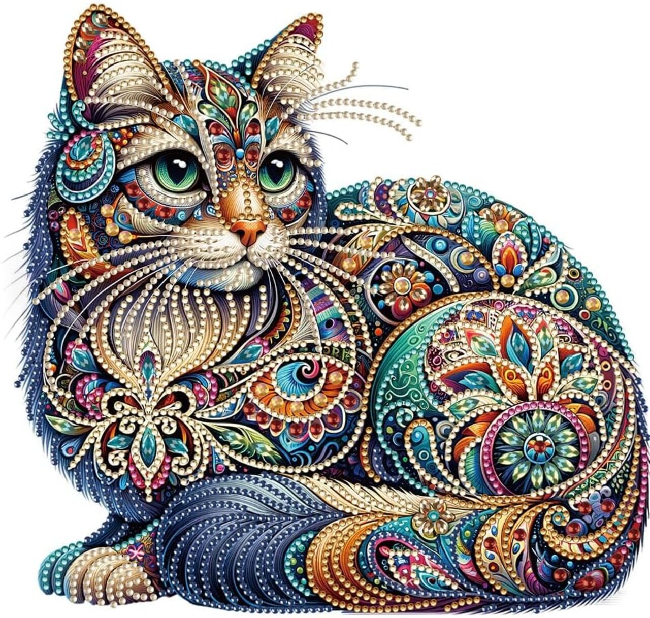 Diamond Painting Arts for Adults - Mandala Cat Partial Drill Diamond Art Paintings, DIY Craft Arts for Home Decor and Gifts - 12x12 Inches (Cat)